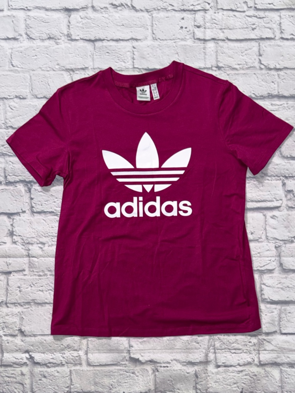 Adidas White Logo Tee in Magenta